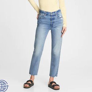 Gap High Rise Cheeky Straight Jeans With Washwell